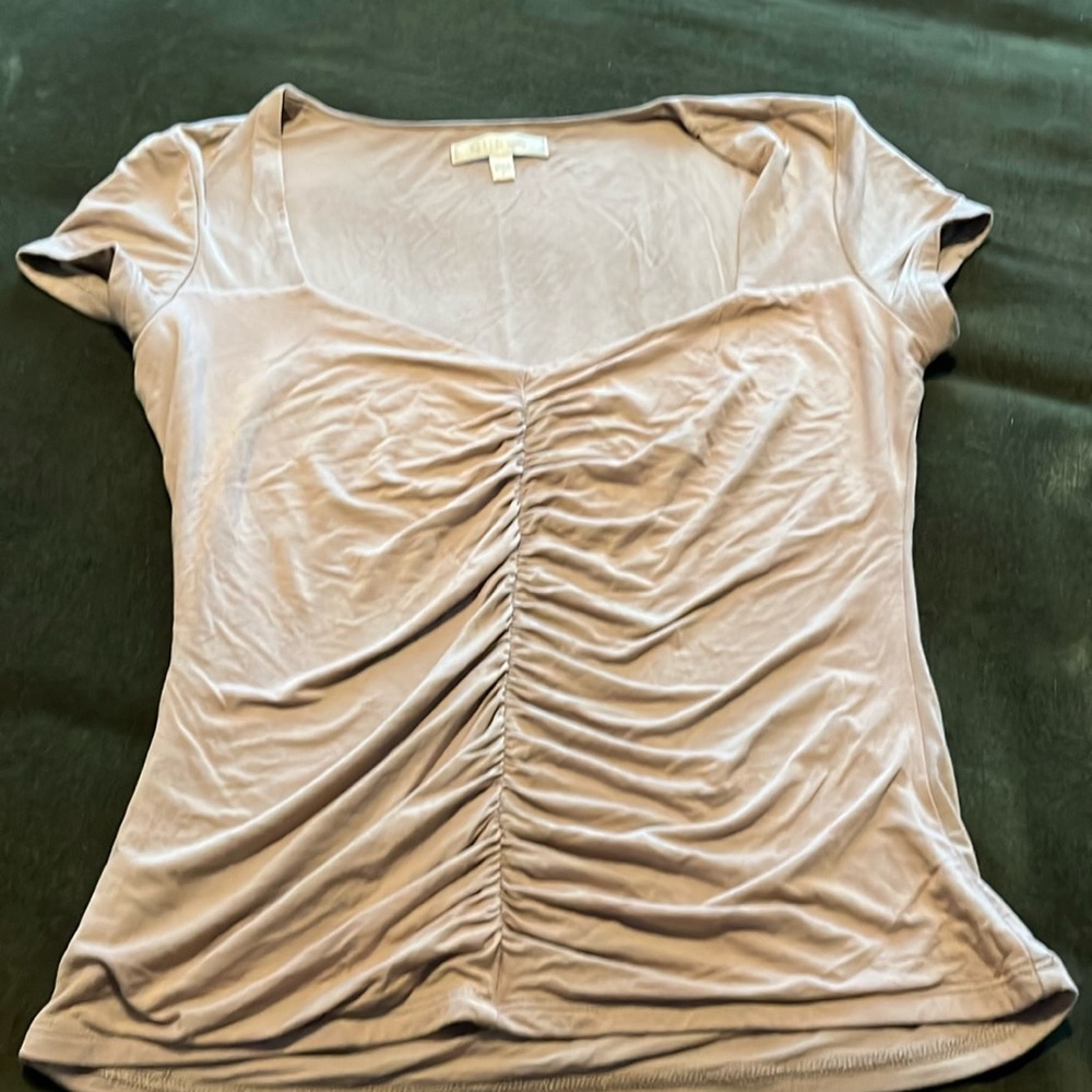 Guess. Dark tan/light brown ruching top
